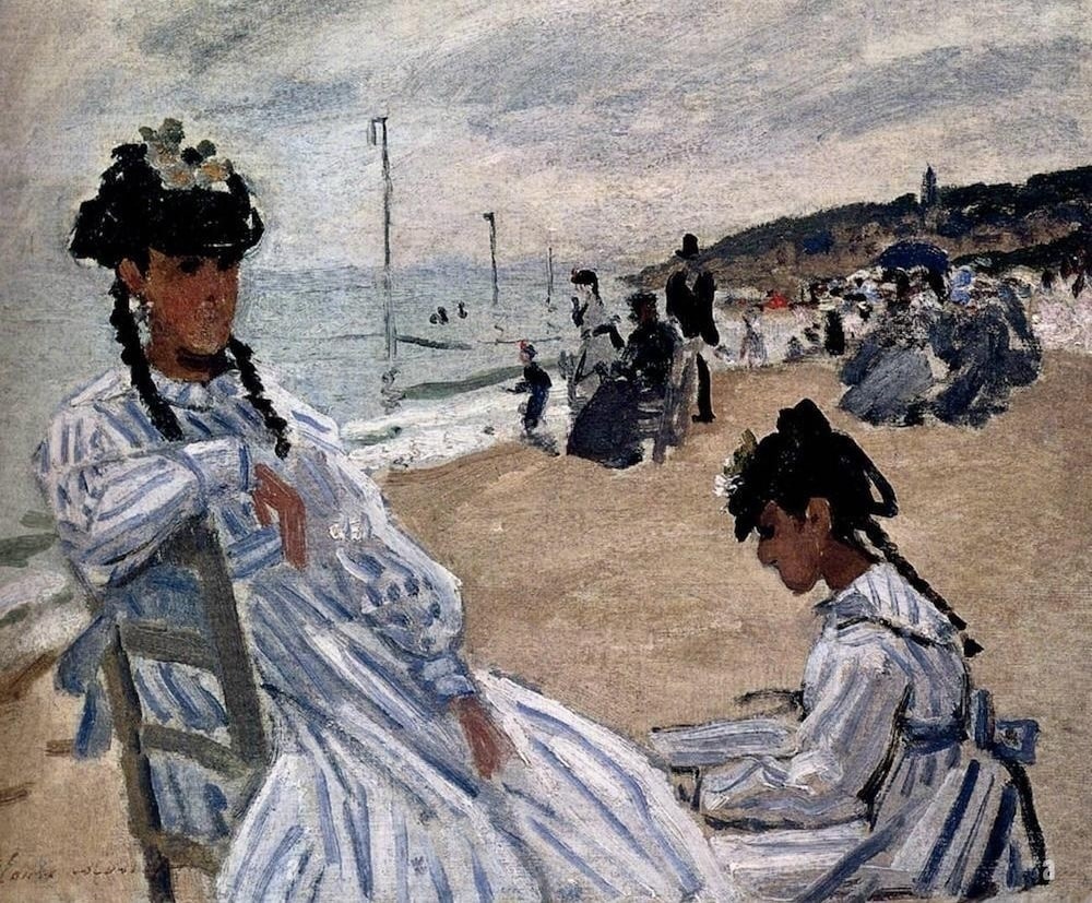 On the Beach at Trouville, 1871 by Claude Monet